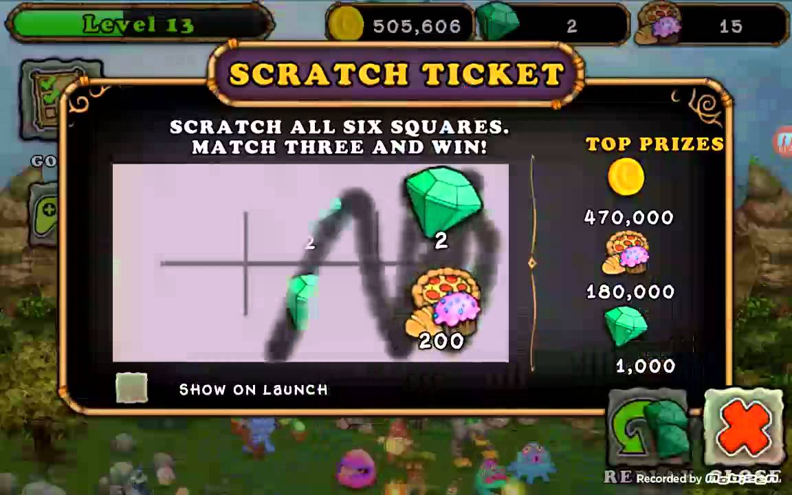 My singing monsters scratch ticket trick youtube