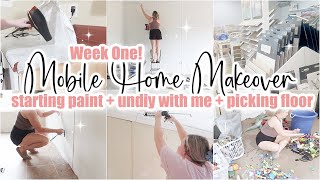 🏠 MOBILE HOME MAKEOVER WEEK ONE // Painting   UnDIY // Double Wide Fixer Upper