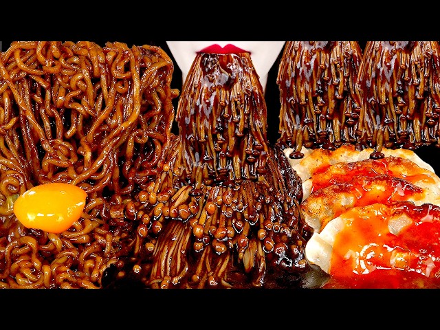 ASMR MUKBANG | TRUFFLE BLACK BEAN NOODLES ENOKI MUSHROOMS 짜장불닭팽이버섯 트러플짜파게티 먹방 EATING | ZOEY ASMR