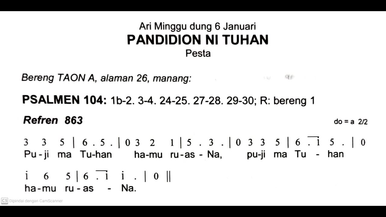 [Batak Toba] Minggu, 12 Januari 2025 - PESTA PANDIDION NI TUHAN ...