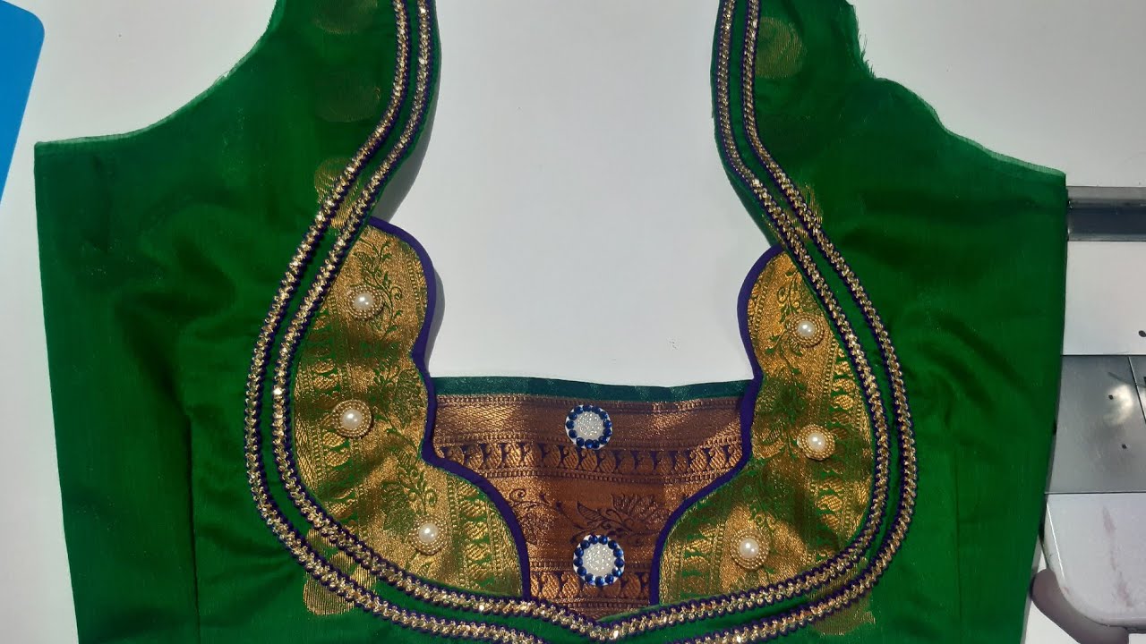 New model blouse patch work design cutting and stitching back neck ...