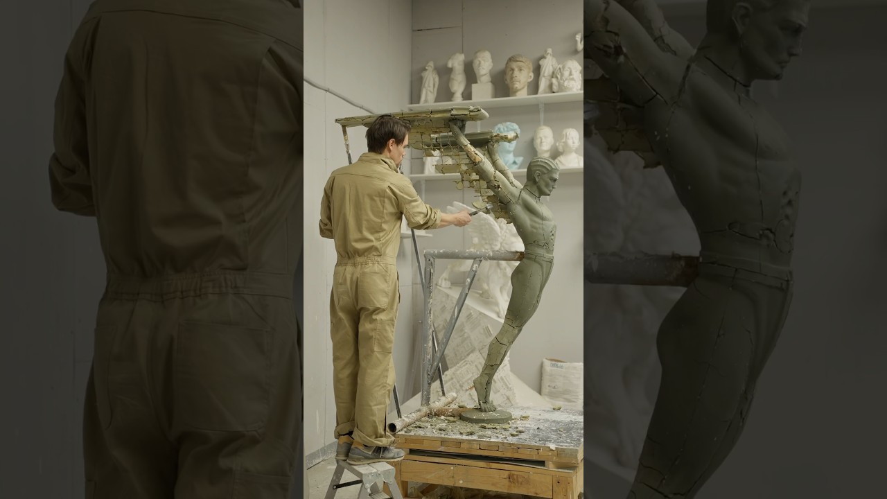 Разбиваю глиняную скульптуру Икара. 