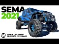 SEMA 2021 Jeep Gladiator Truck and Wrangler Pre Show Coverage of Big Builds Wheels and Tires PART 1