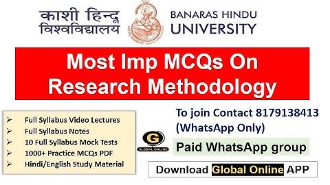 BHU RET 2021-22 | Banaras Hindu University (BHU) | Most Expected MCQs On Research Methodology