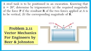 2.11 Determine by trigonometry magnitude force P | Vector Mechanics | Engineers Academy