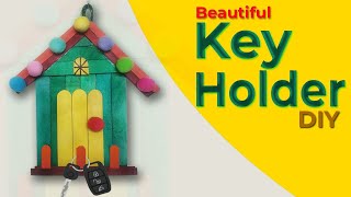 DIY Key Holder/hanger from Popsicle sticks🗝️🔑 #keyhanger #easydiy #popsicle #kidsvideo #craftideas