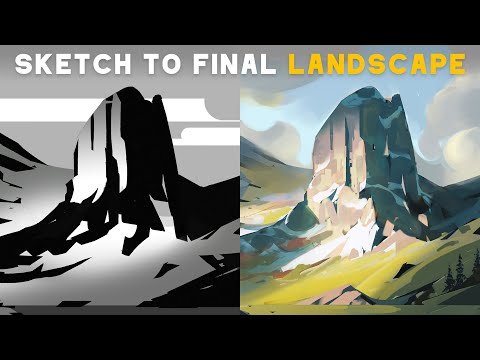 Notan Sketch to Landscape Painting Process