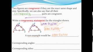 Writing triangle congruency statements and identifying congruent parts