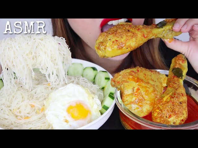 ASMR CHICKEN CURRY RENDANG + FRIED NOODLES | RENDANG AYAM + BIHUN GORENG PUTIH | FOODIELICIOUS ASMR