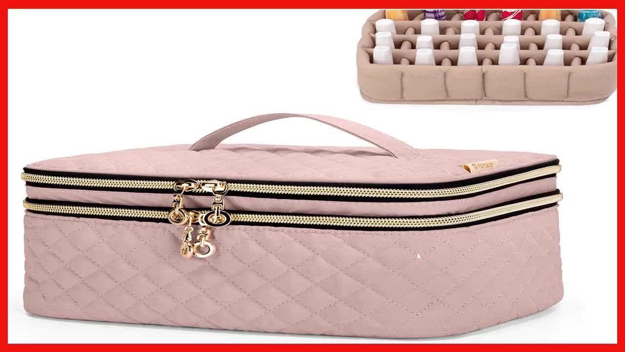 YARWO Double Layer Nail Polish Organizer, Portable Storage Bag for 24