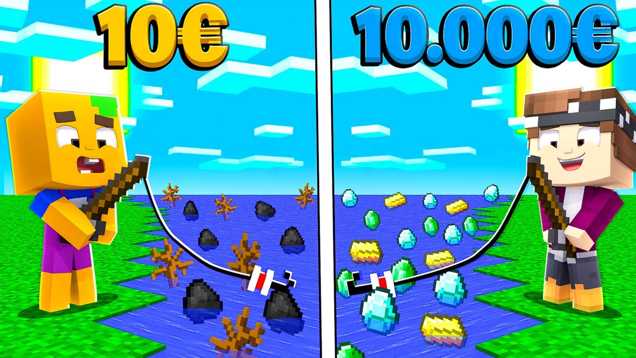 1€ VS. 10.000€ DIAMANTEN ANGELN IN MINECRAFT!