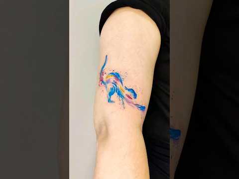 Watercolor cat tattoo