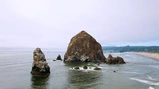 4K Drone of Haystack Rock, Oregon | Cannon Beach