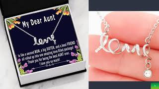 Aunt niece gifts - Auntie is like a second Mom - Scripted Love Necklace