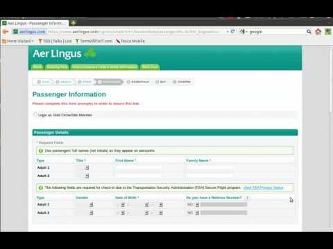 Booking Flights on Aer LIngus.com (TomWillFixIT.com)