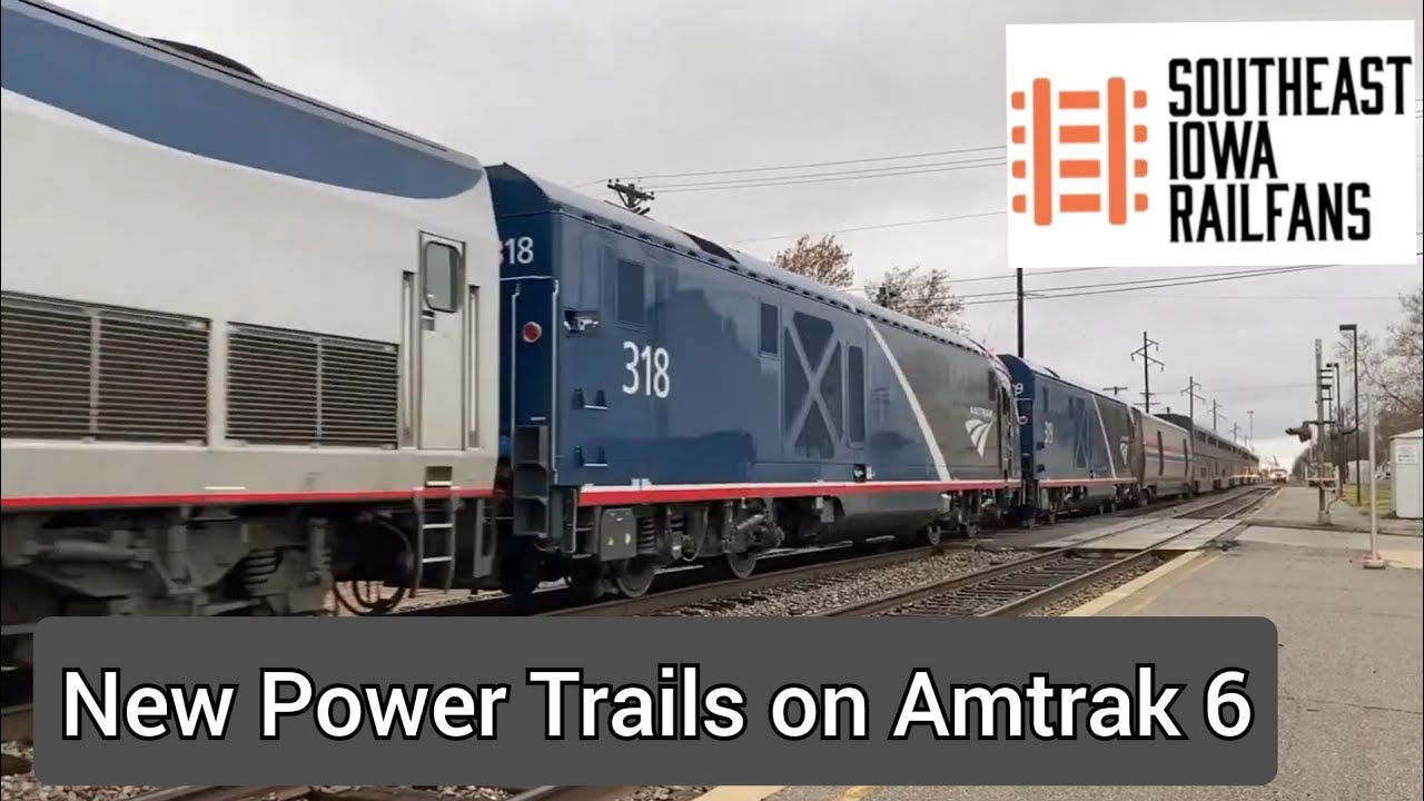 Amtrak 6 Arrives at Mount Pleasant, Iowa with Two New Chargers YouTube