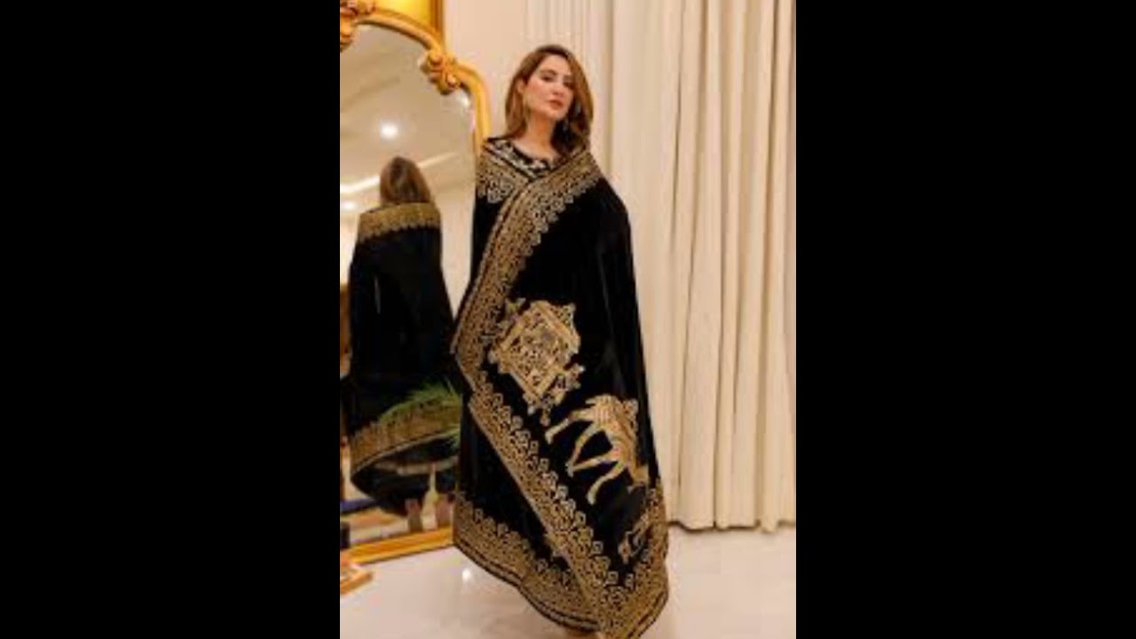 winter velvet shawl new design 2024