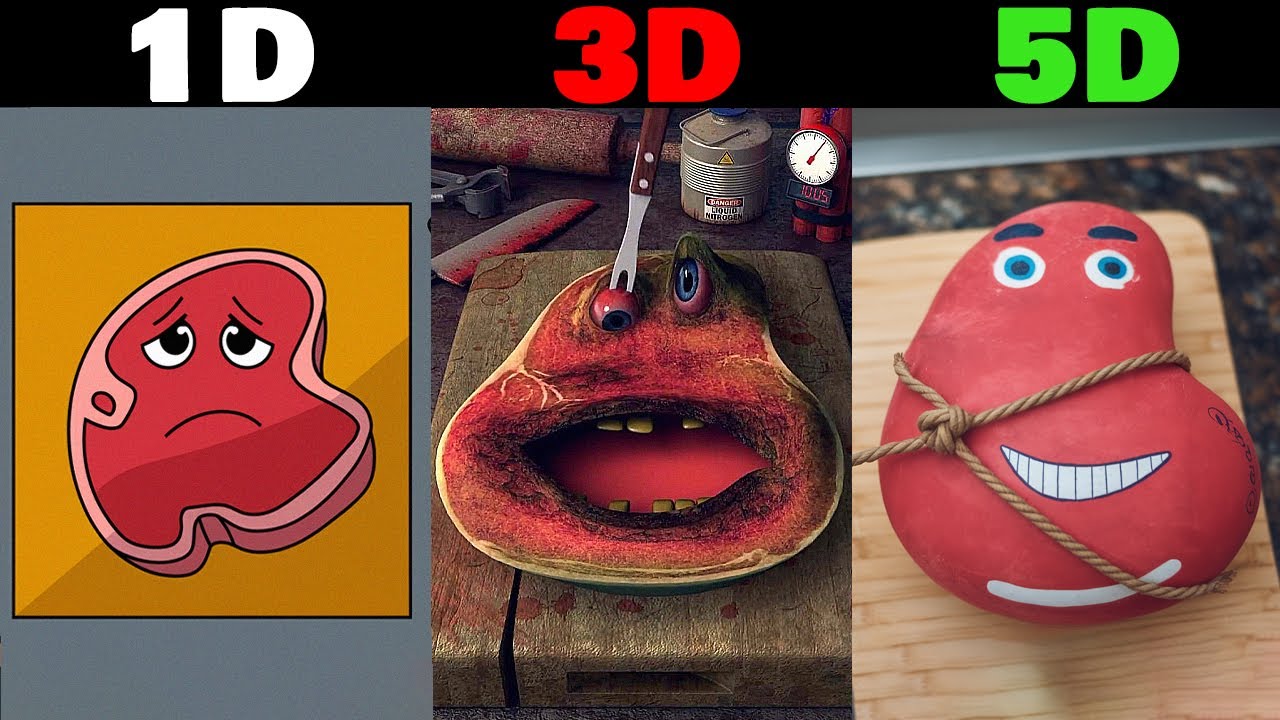 Charlie The Steak 1D VS 2D VS 3D VS 4D VS 5D WELL DONE Animated charlie-the-steak-1d-vs-2d-vs-3d-vs-4d-vs-5d-well-done-animated