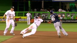 MIL@MIA: Fernandez catches Nieuwenhuis in a rundown