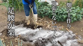 足腰が楽にできる畑の土作り・秋冬野菜、畑の準備　22/7/6