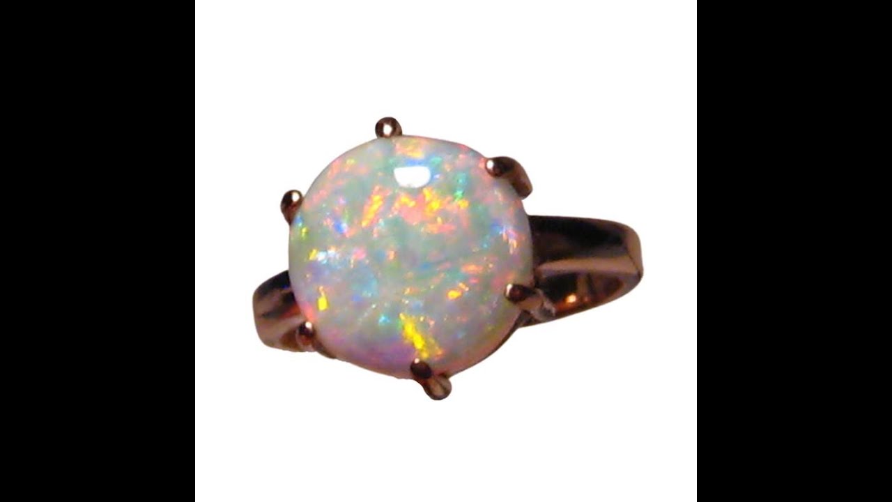 2 Carat Quality White Opal Ring 14k Gold  - 7011 | FlashOpal