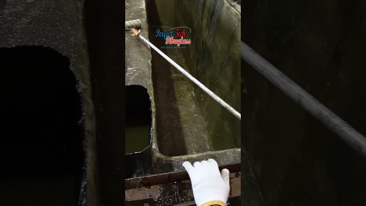 Fibre / FRP / GRP lining or lamination process for concrete acidic tank.