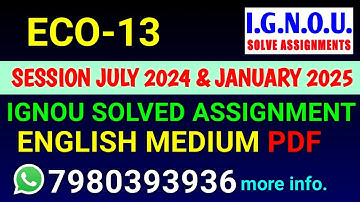 ECO 13 Solved Assignment 2024-25 English, ECO 13 Solved Assignment 24-25, ECO-13 Assignment