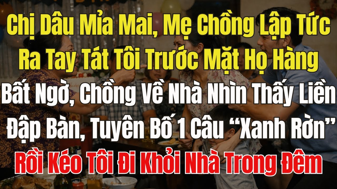 Chị Dâu Mỉa Mai, Mẹ Chồng Liền Ra Tay Tát Tôi Trước Mặt Họ Hàng. Chồng về nhà Đập Bàn Tuyên Bố 1 câu