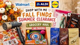 SHOP WITH ME at Walmart, Aldi & Lidl 🛒 Fall Finds + Summer Clearance Grocery Haul | No Talking