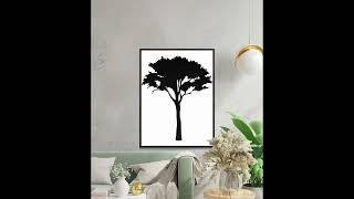 Cherry Tree Silhouette, Cherry Tree SVG, Blossom Tree Silhouette, Nature Clipart, Botanical Vector,