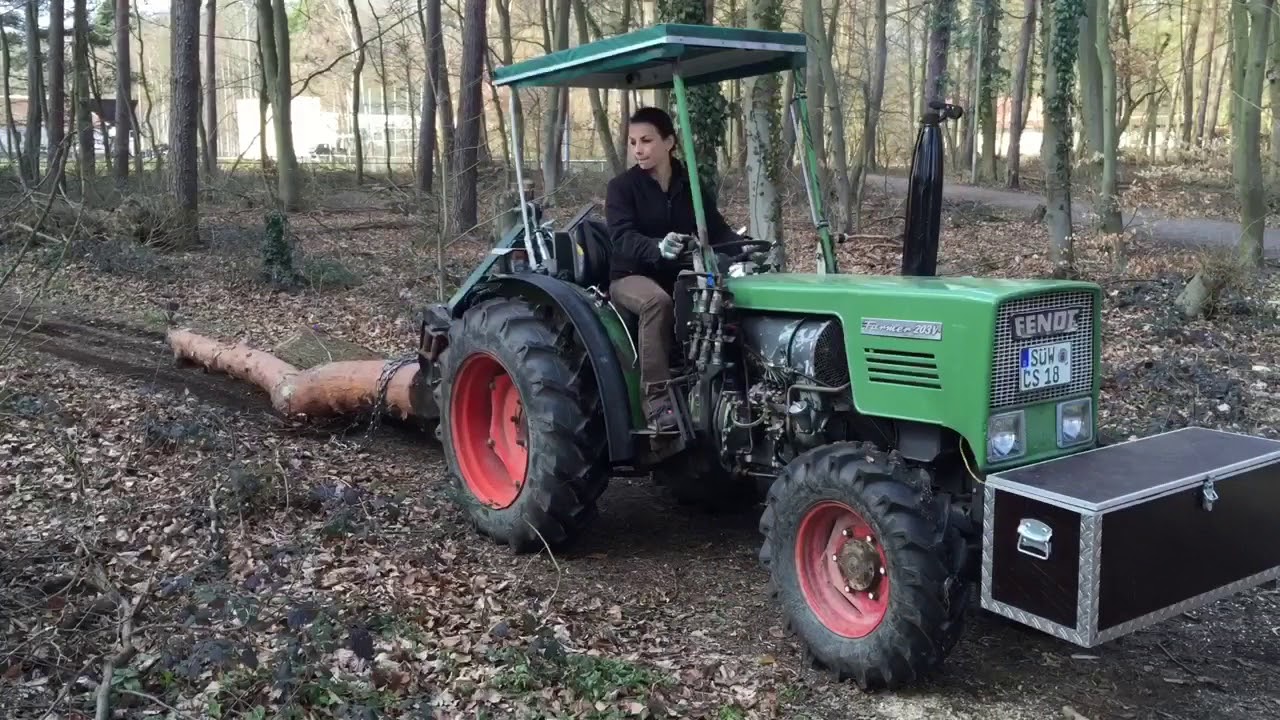 Holz machen mit Fendt 203 Holz rücken Baumstamm ziehen ...