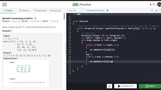 Spirally traversing a matrix | GeeksForGeeks | Java | Best case Complexity