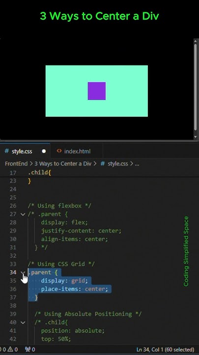 09/100 - 3 Ways to Centre a Div. #css #html #tutorial #frontend #shorts ...