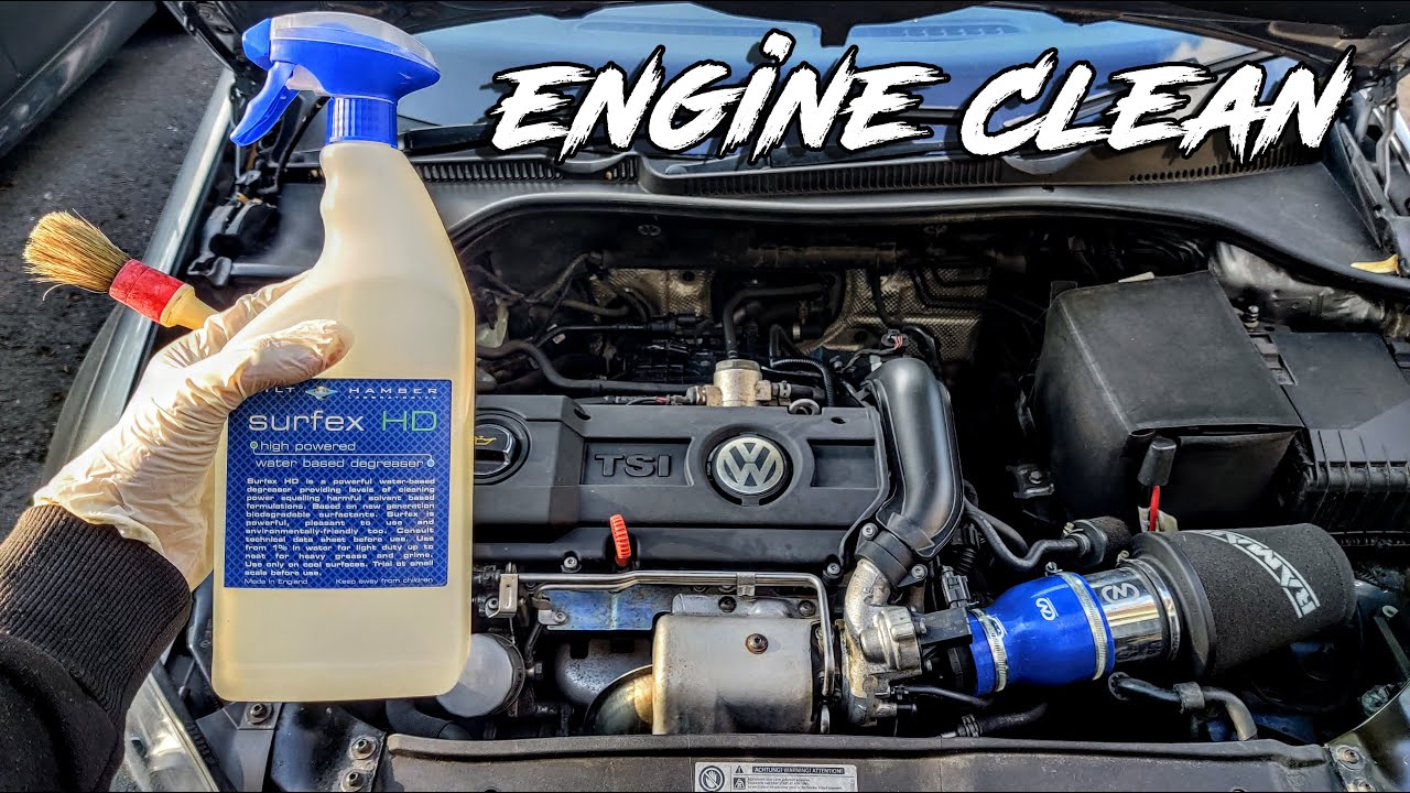 CLEANING MY ENGINE BAY GOLF MK6 *BILT HAMBER SURFEX HD ENGINE DEGREASER* YouTube