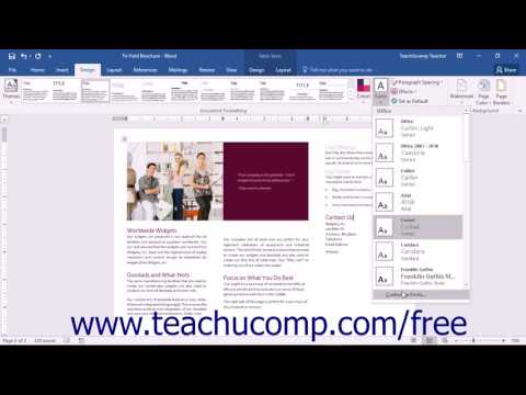 Word 2016 Tutorial Customizing Theme Fonts Microsoft Training