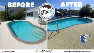 Pool Deck Rubber Surfacing Transformation with FLOCO. SWFL's Rubber Surfacing Experts!