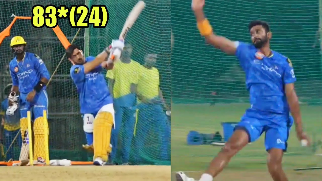 MS Dhoni Hitting Sixes in CSK Practice match for IPL 2025, CSK Practice ...