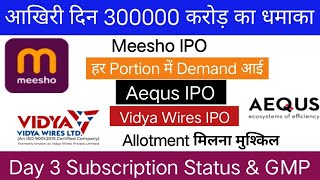 Meesho Ipo Allotment Chances Aequs Ipo Vidya Wires Ipo Subscription Status & Gmp