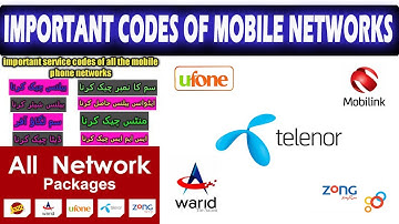 IMPORTANT SERVICE CODES OF ALL THE MOBILE PHONE NETWORKS JAZZ TELENOR UFONE ZONG