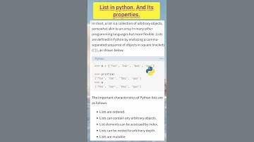 List in python and its properties #shorts #youtubeshorts  #python list