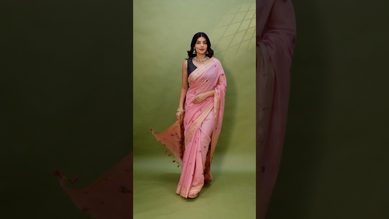 Pink Soft Muga Cotton Saree