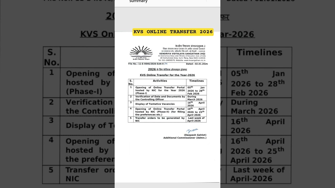 kvs online transfer 2026