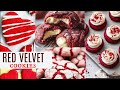 کوکی ردولوت ۳ مدل کرم چیز قلبی ترک دار Red Velvet Cookies