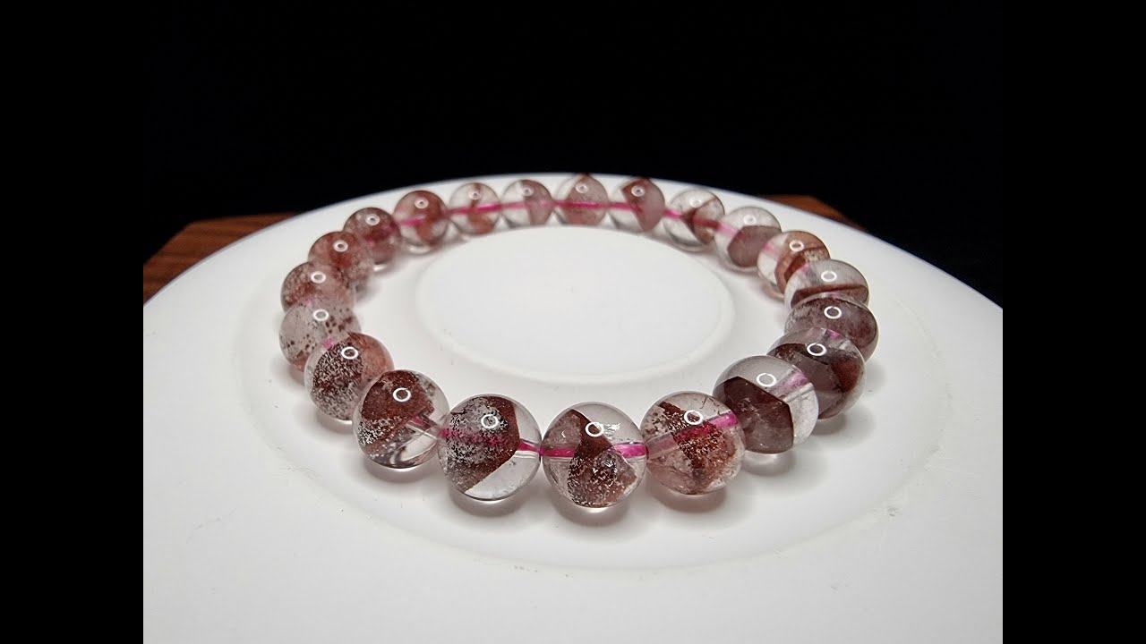 Gelang Batu Crystal Red Phantom Pyramid Quartz Langka HQ 9.3mm F1020