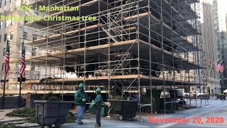 NYC Manhattan Rockefeller Christmas tree decoration at Rockefeller Center November 20, 2020