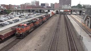 BNSF #7632 leads WB Stacktrain. Kansas City, MO 9/21/19