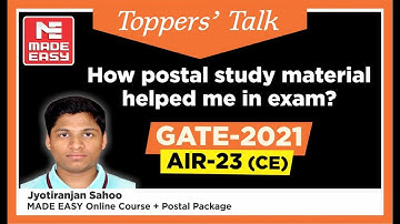 GATE 2021 Topper | JyotiRanjan Sahoo | AIR-23 | CE | Topper’s Talk | MADE EASY Student