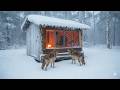 I SURVIVED a -45°F BLIZZARD Snowstorm and wolves, I'm hiding in a log cabin, off grid living