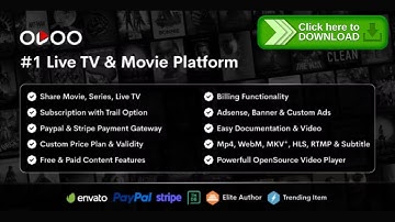 OVOO - Live TV & Movie Portal CMS with Membership System | Make Live TV & Movie Website | PHP Script