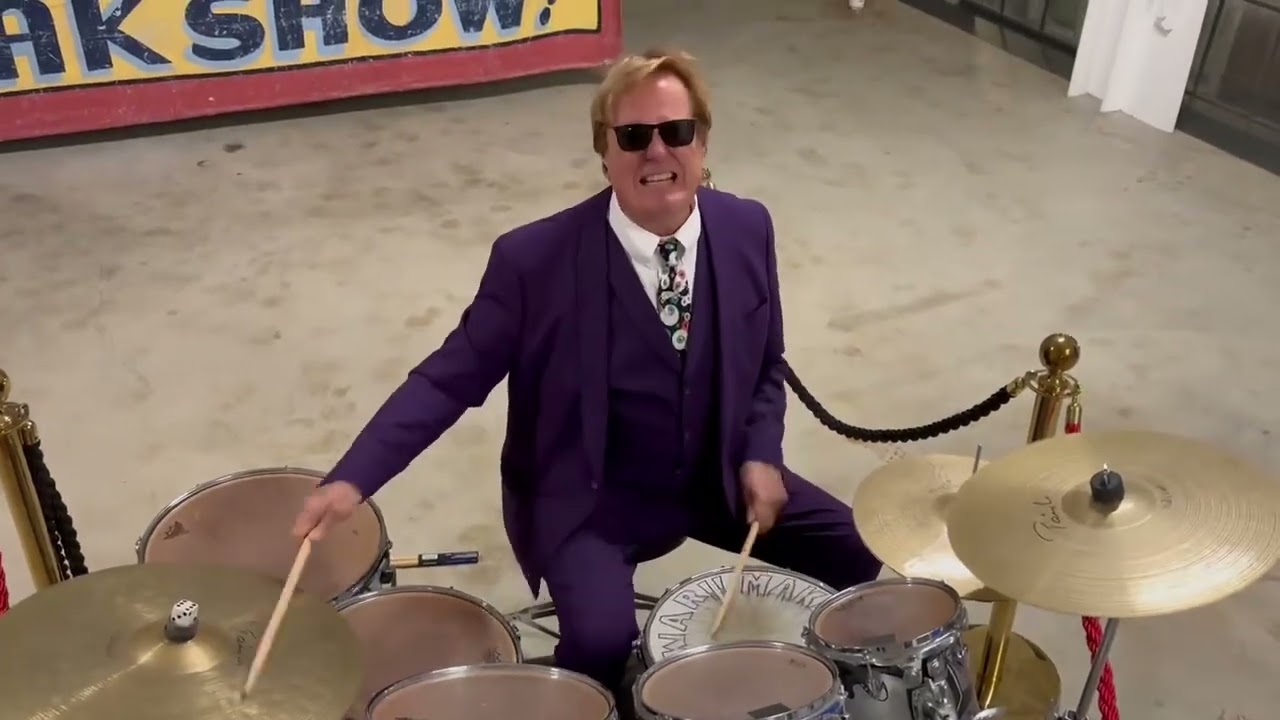 PRAIRIE PRINCE on Guernica drum set at MUSIC’S VISUAL LEGACY Art Opening in San Francisco